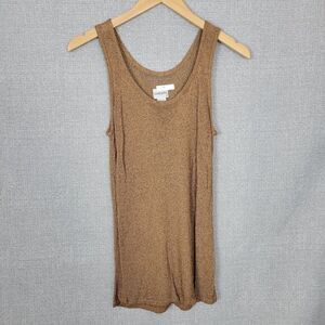 Chicos Sweater Tank Size 1 Medium Open Knit See Through Cover Up‎ Brown
